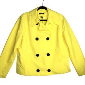 Chaps Nautical Pea Coat Jacket Lined Bright Yellow Rain Coat Size XL EUC